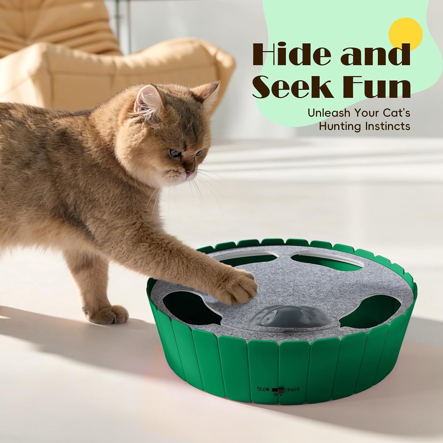 Interactive Cat Toy with Running Mouse, Automatic Track Kitten Toy
