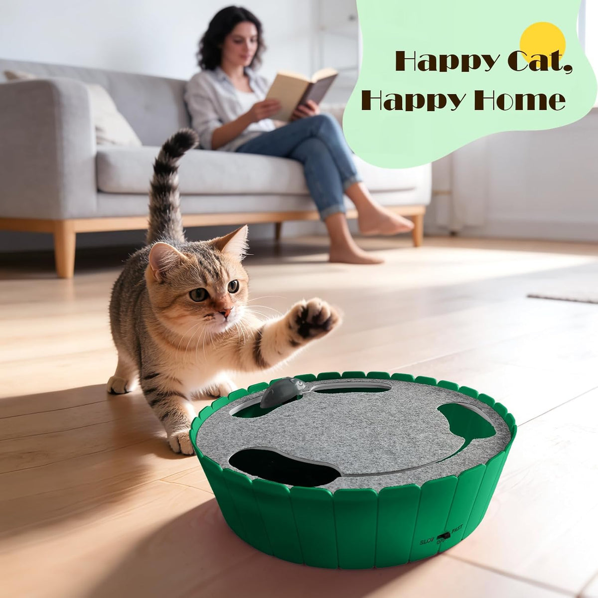 Interactive Cat Toy with Running Mouse, Automatic Track Kitten Toy