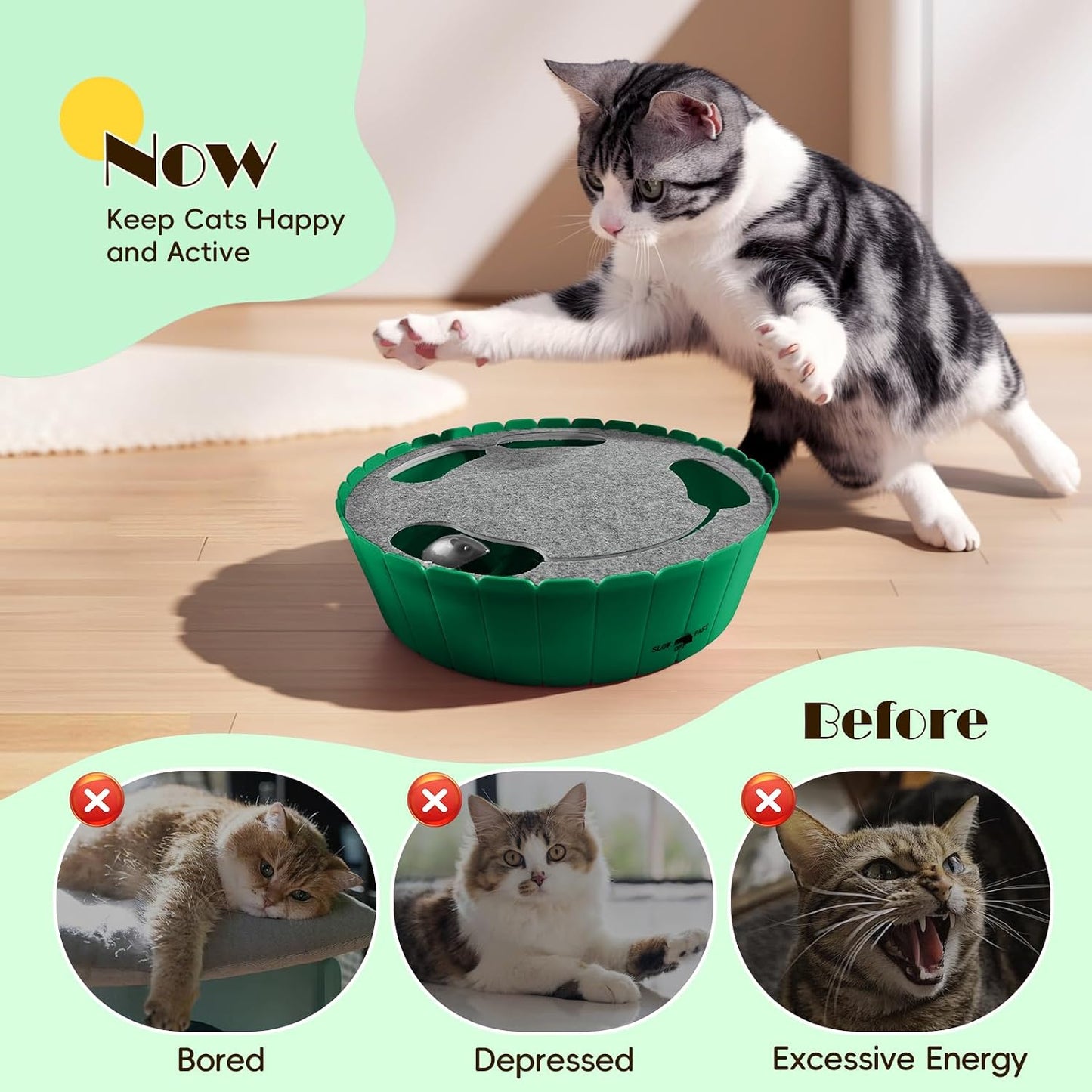Interactive Cat Toy with Running Mouse, Automatic Track Kitten Toy