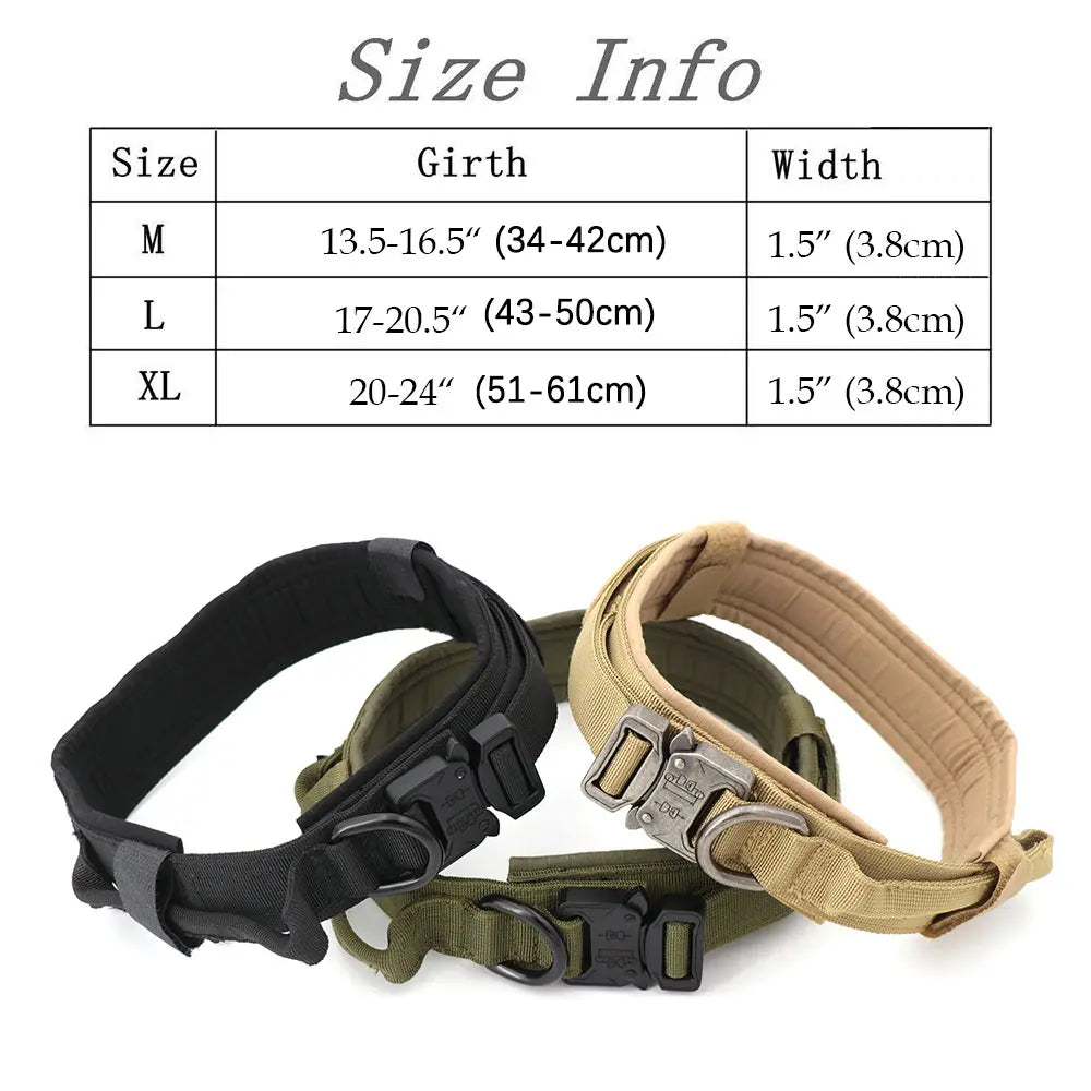 Tactical Dog Training Collar, Multi-Size Adjustable Heavy-Duty 1000D Nylon with Quick-Release Buckle, Chafe-Resist Pad & Double Closure Helps Resist Pulling for Comfort & Safety, Dog Accessory