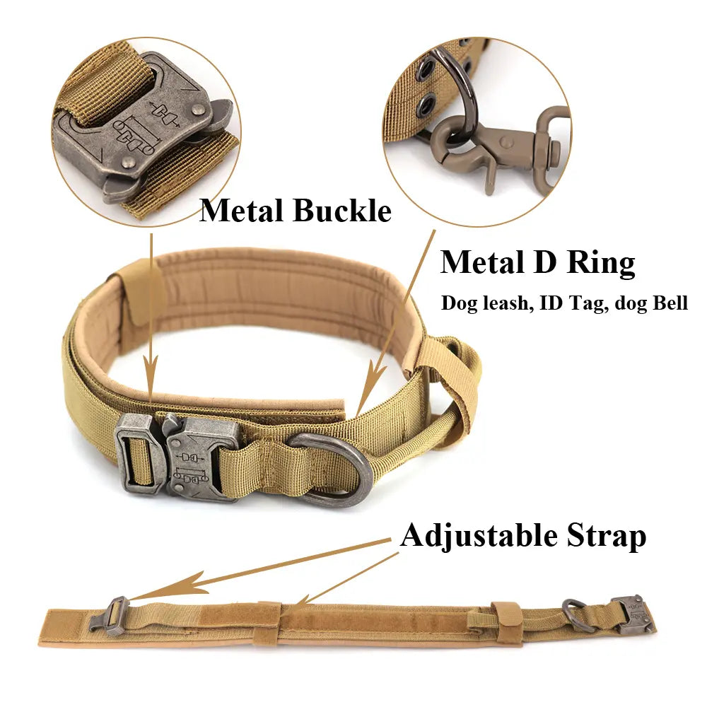 Tactical Dog Training Collar, Multi-Size Adjustable Heavy-Duty 1000D Nylon with Quick-Release Buckle, Chafe-Resist Pad & Double Closure Helps Resist Pulling for Comfort & Safety, Dog Accessory