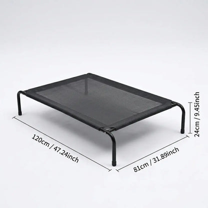 Petitrinu Classic Elevated Dog Bed with Metal Frame - Textilene Stretch Mesh Fabric, Cooling, Breathable, Joint Relief for Medium/Large Dogs, 2 Sizes (47.24In×31.89In×9.45In/35.43In×25.59In×8.27In) Pet Cot