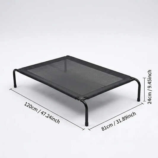 Petitrinu Classic Elevated Dog Bed with Metal Frame - Textilene Stretch Mesh Fabric, Cooling, Breathable, Joint Relief for Medium/Large Dogs, 2 Sizes (47.24In×31.89In×9.45In/35.43In×25.59In×8.27In) Pet Cot