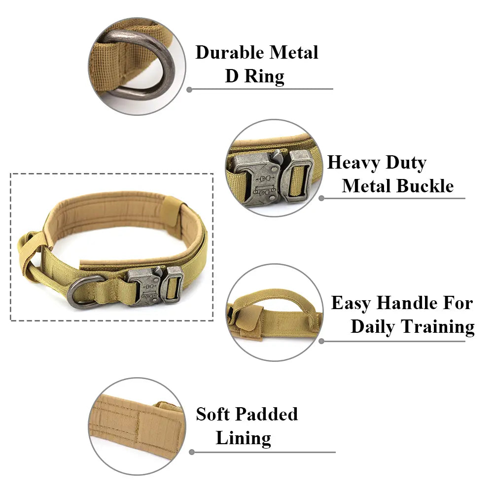 Tactical Dog Training Collar, Multi-Size Adjustable Heavy-Duty 1000D Nylon with Quick-Release Buckle, Chafe-Resist Pad & Double Closure Helps Resist Pulling for Comfort & Safety, Dog Accessory